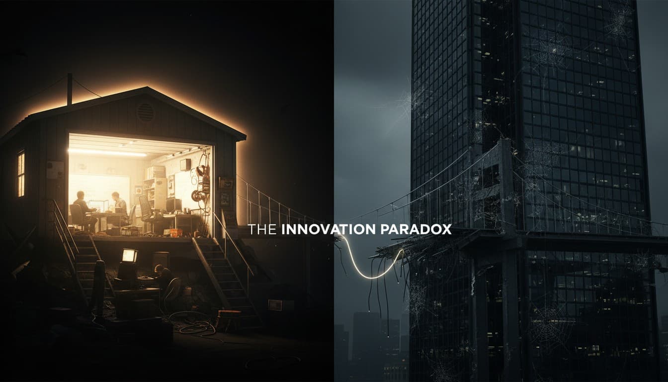 Startup garage versus corporate tower - the paradox of innovation and scale