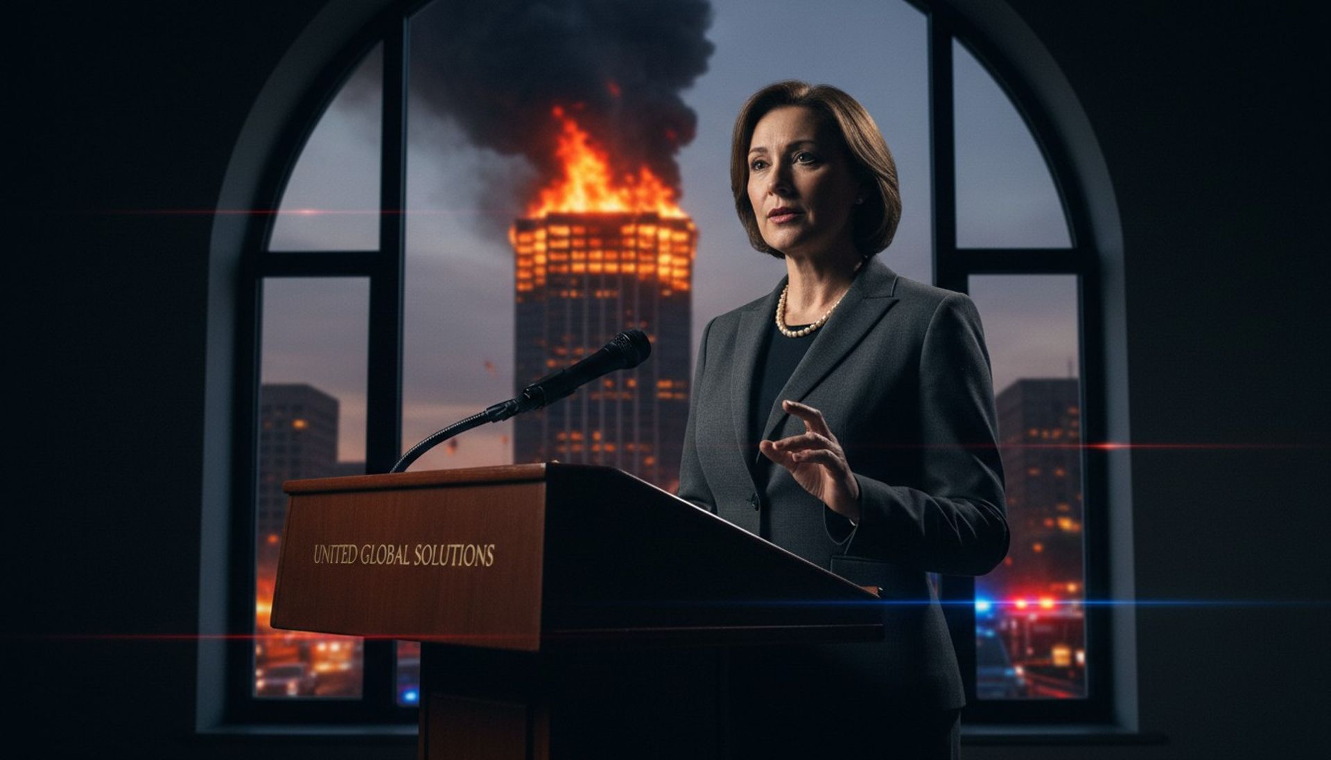 Leader speaking decisively during crisis - leading from the front